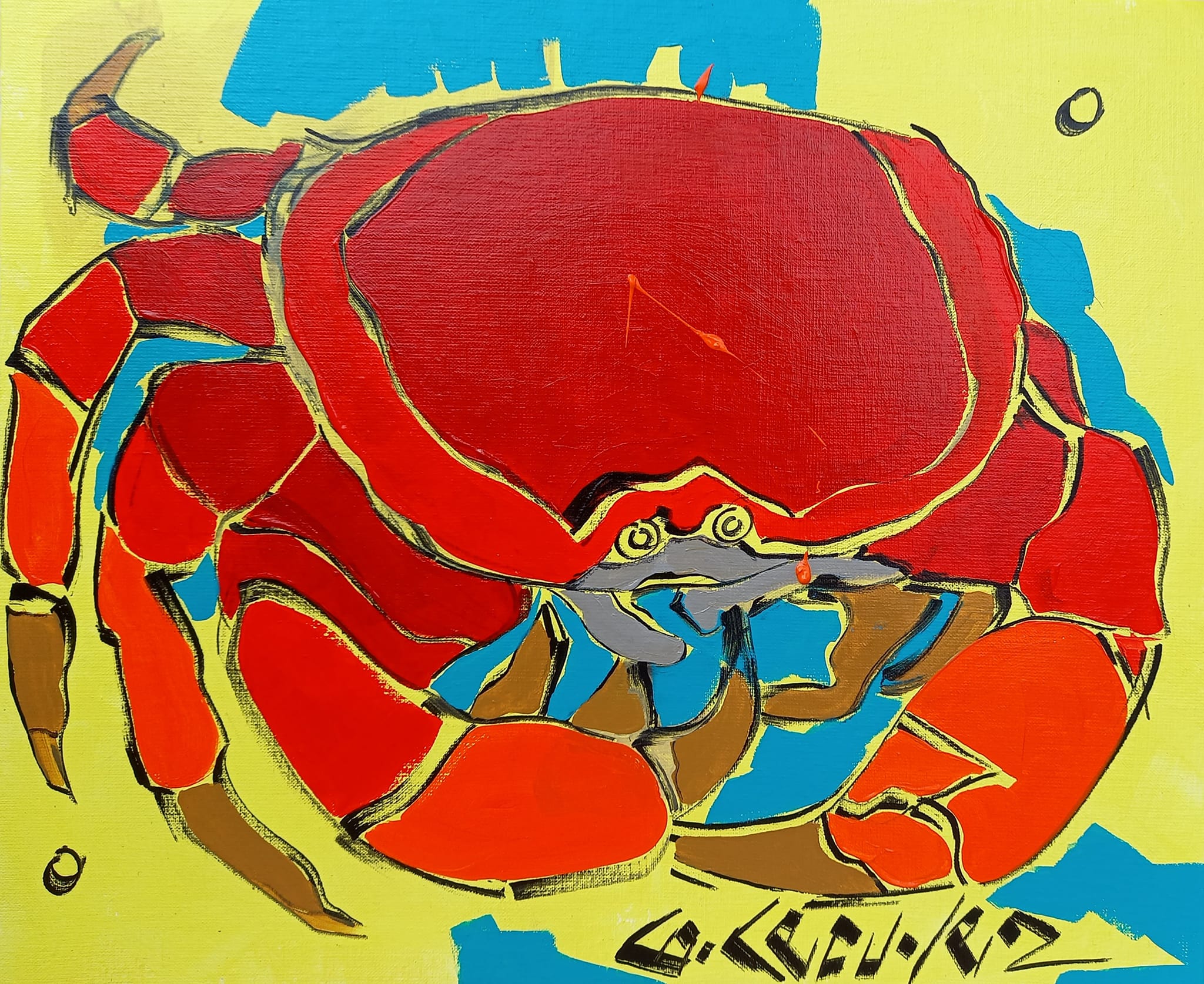 peinture bretonne crabe breton 