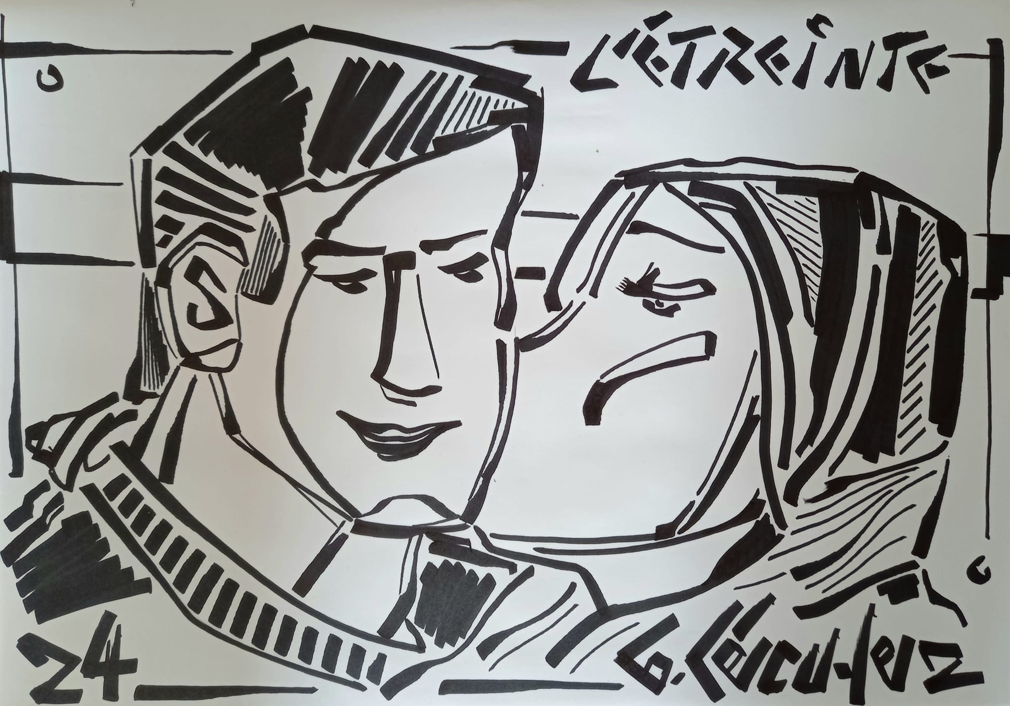 portrait dessin les amoureux illustration