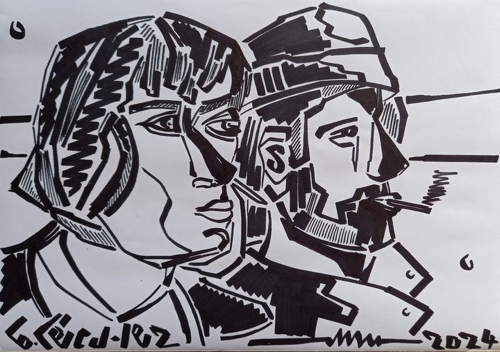 dessin artiste duo marker sur papier