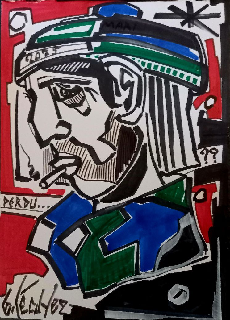 portrait dessin marin perdu art bretagne cote ouest