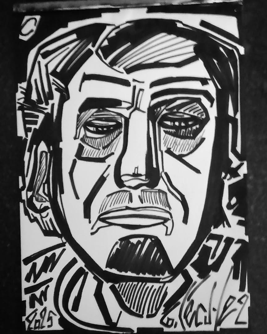 dessin autoportrait artiste peintre 